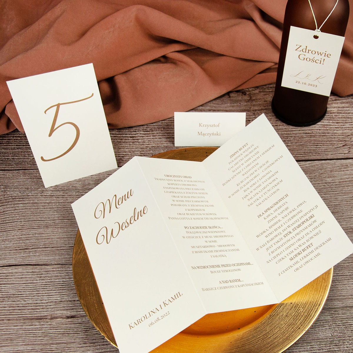 Numery stołów weselnych wolnostojące - Ecru Envelope